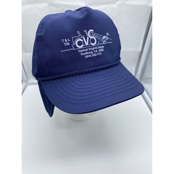 Central Virginia Supply Blue Baseball Hat Cap Vintage Strap-back w/ Ear Flaps - Picture 1 of 6